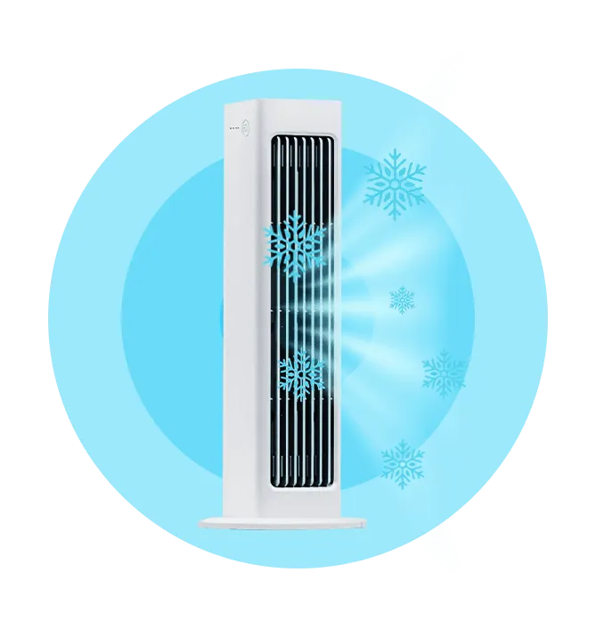 Breezamax™ Smart Tower Air Cooler — Vertical Column Airflow — Ultra-Quiet Multi-Speed Personal Cooling — No Installation — Free US Shipping