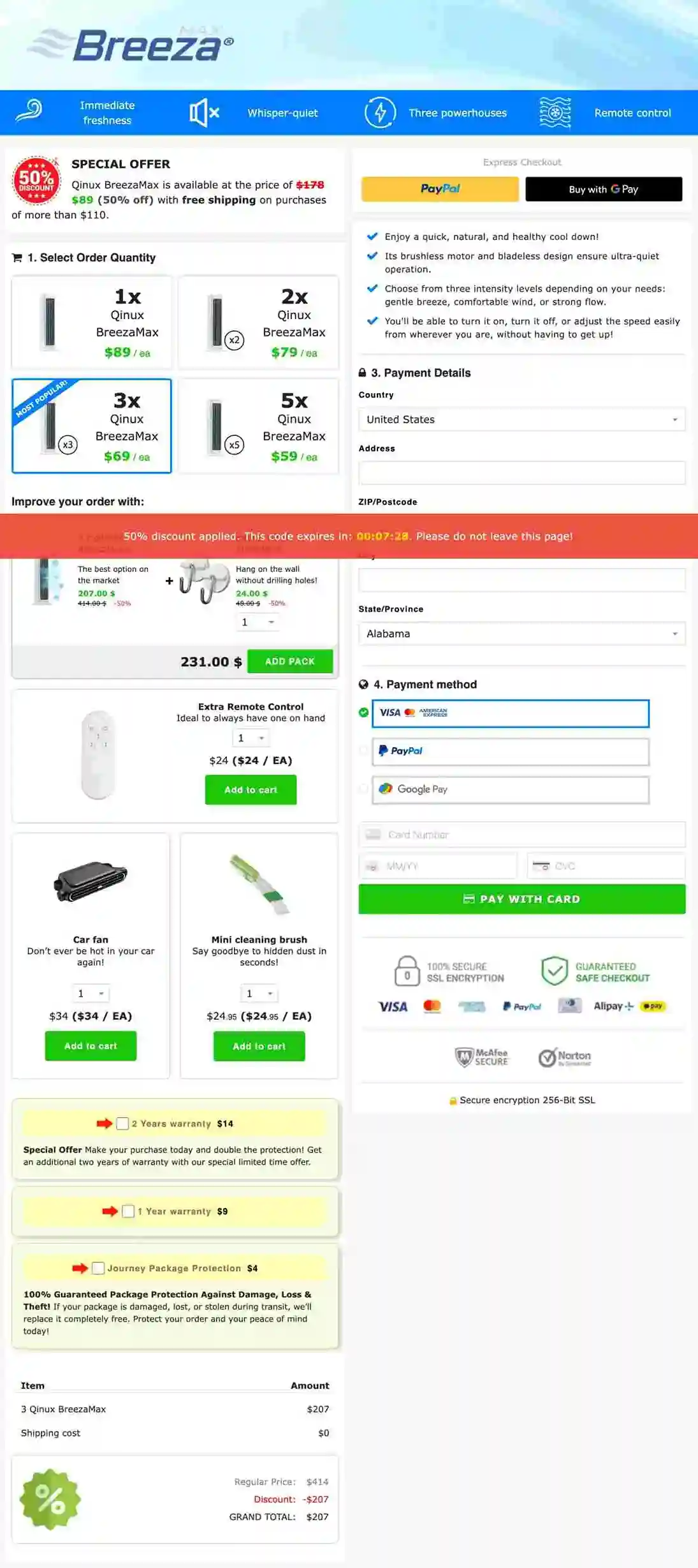 Breezamax Order Page — Choose Your Package and Beat the Heat